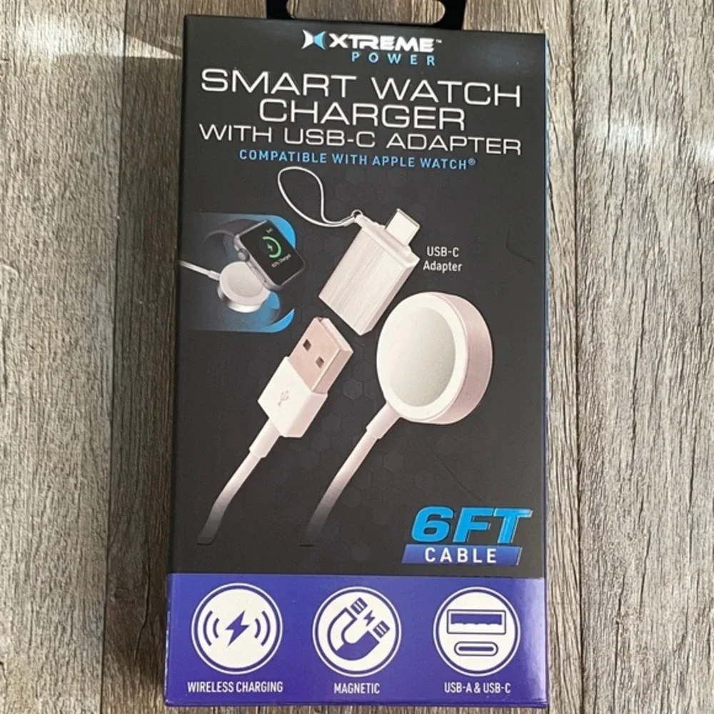 Smart Watch Charger with USB-C Adapter - White